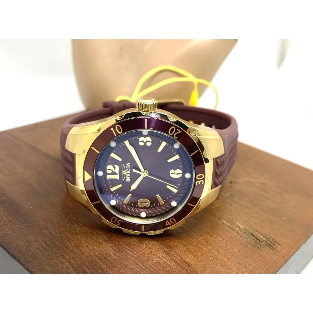 Invicta Women's Watch 17485 Angel Quartz Gold Tone Case Rubber Strap 38mm